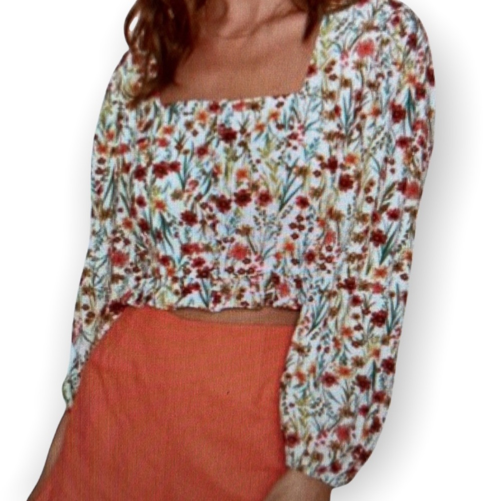 Lost+Wander Renee women’s Flora long sleeve Crop top size small